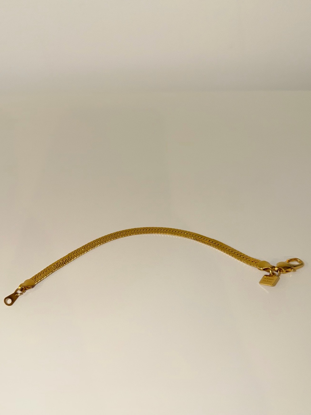 Vintage Signed Anne Klein Gold-Tone Herringbone Chain Bracelet
